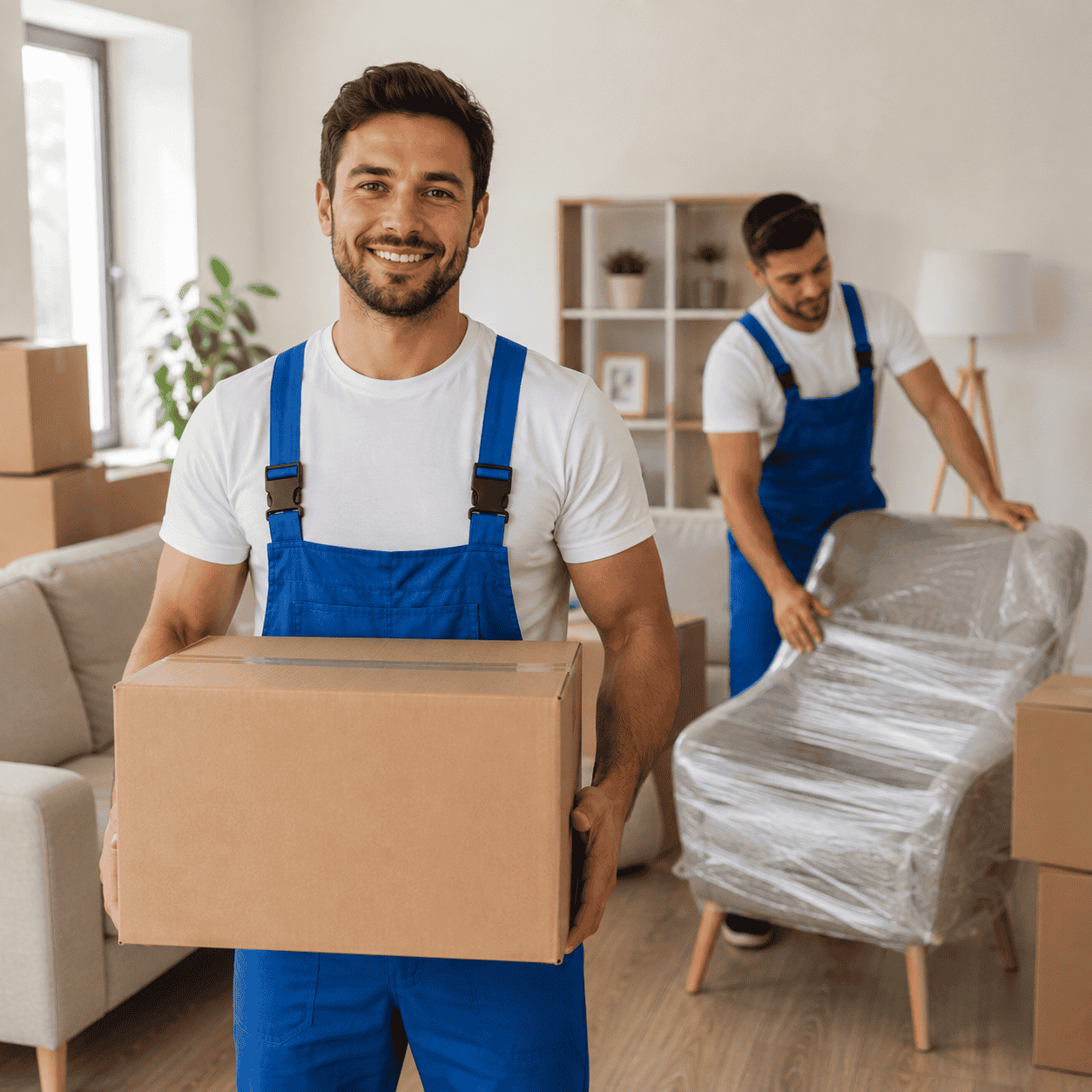 Solent Movers team moving furniture in Hampshire