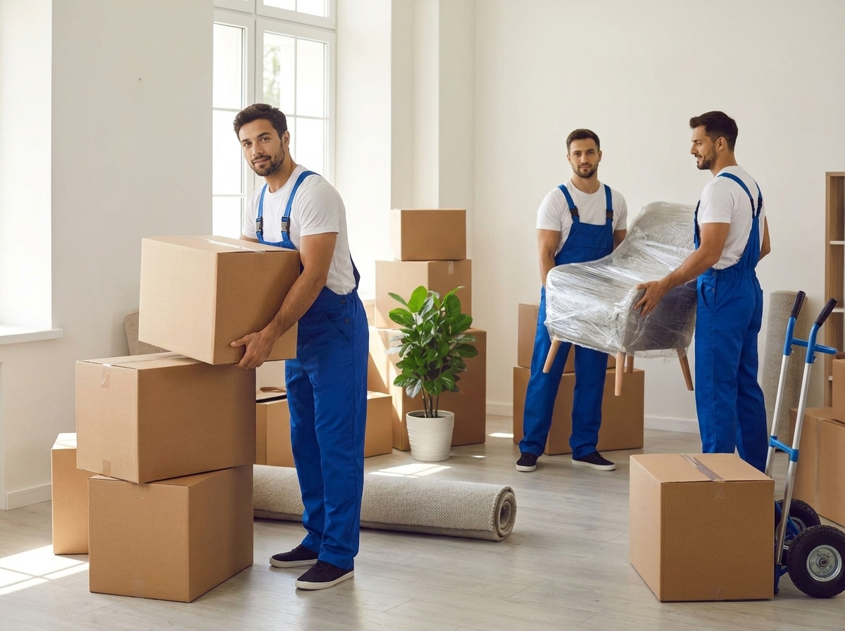 Solent Movers team moving furniture in Basingstoke