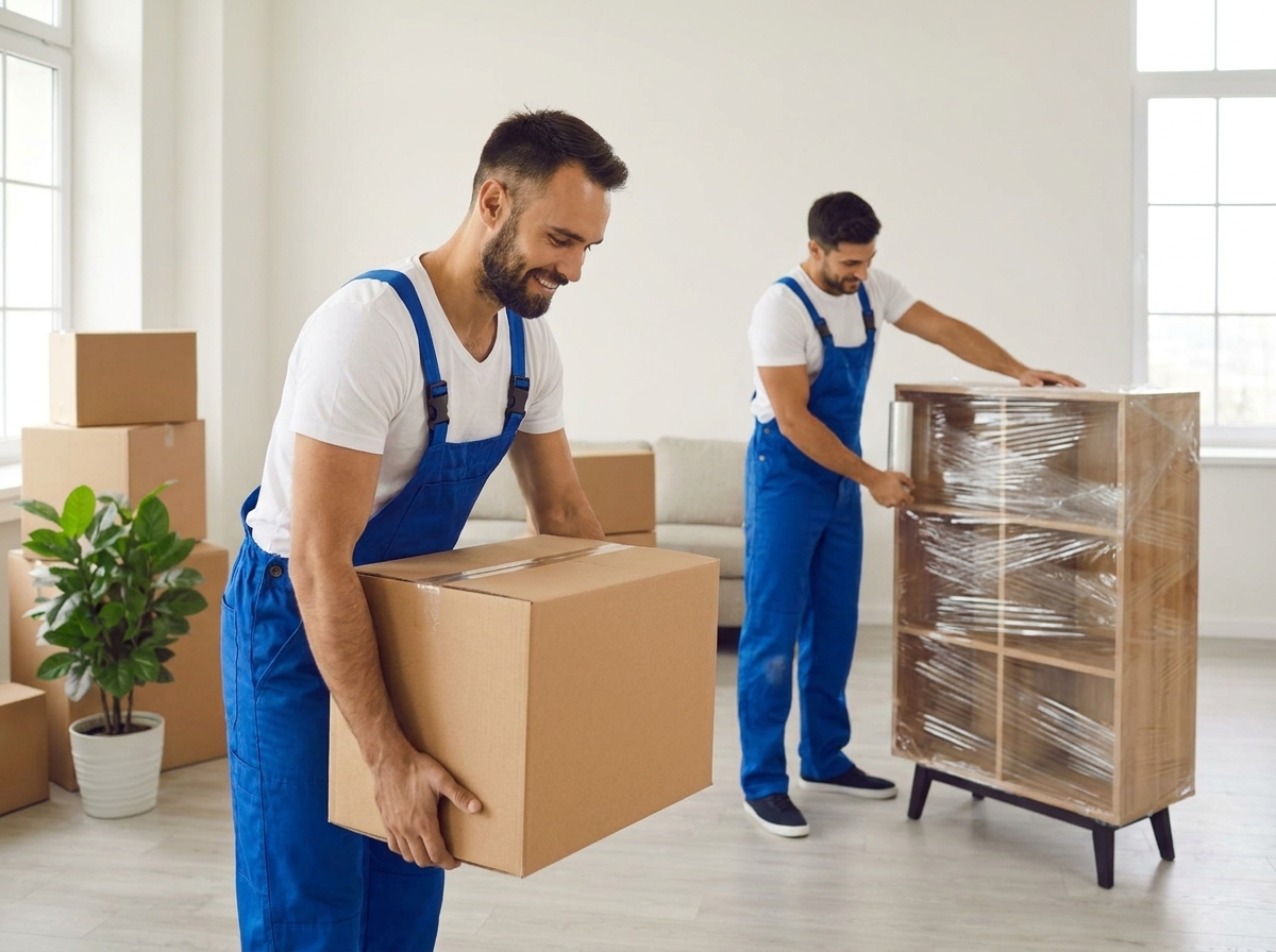 Solent Movers team moving furniture in Romsey