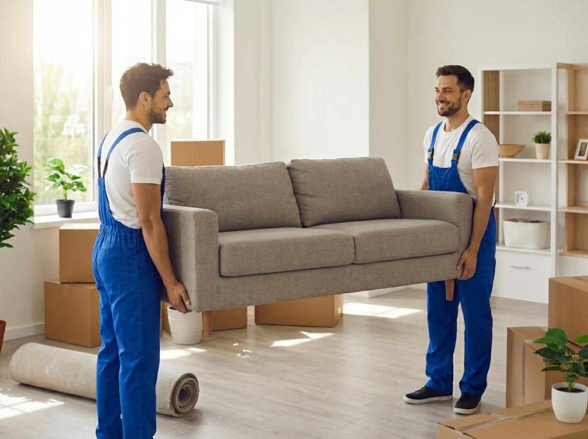 Solent Movers team moving furniture in Totton