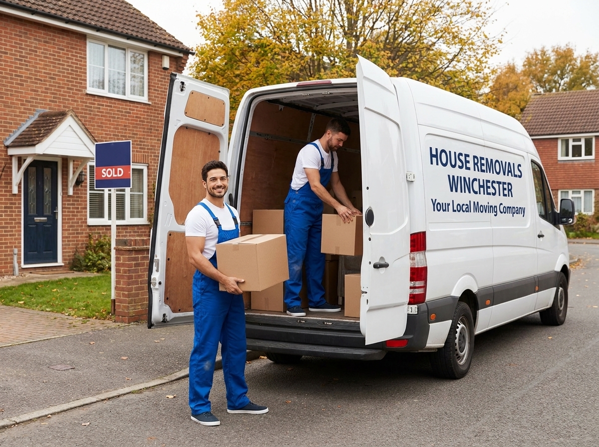 Solent Movers team moving furniture in Winchester