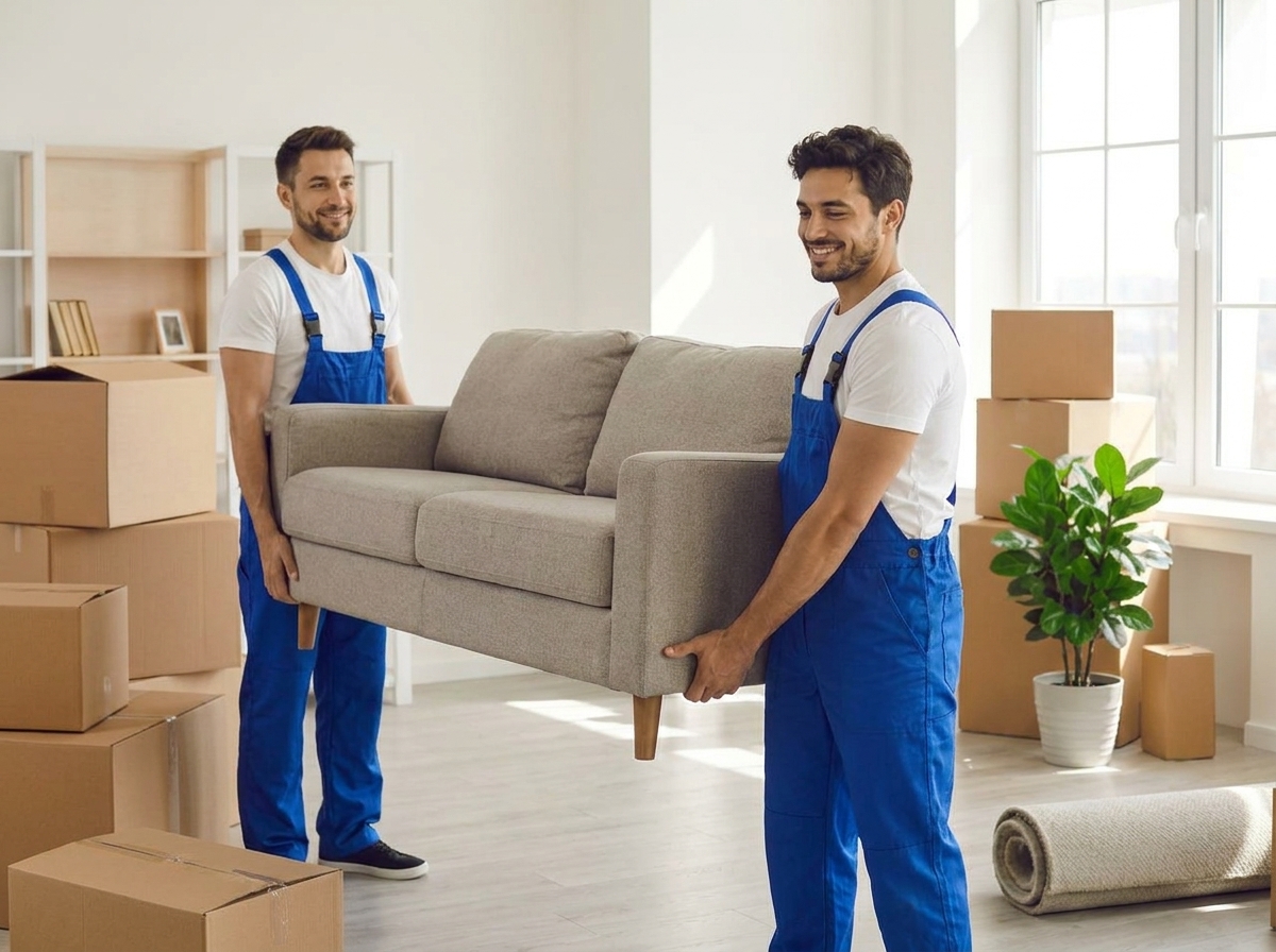 Solent Movers team moving furniture in Hedge End