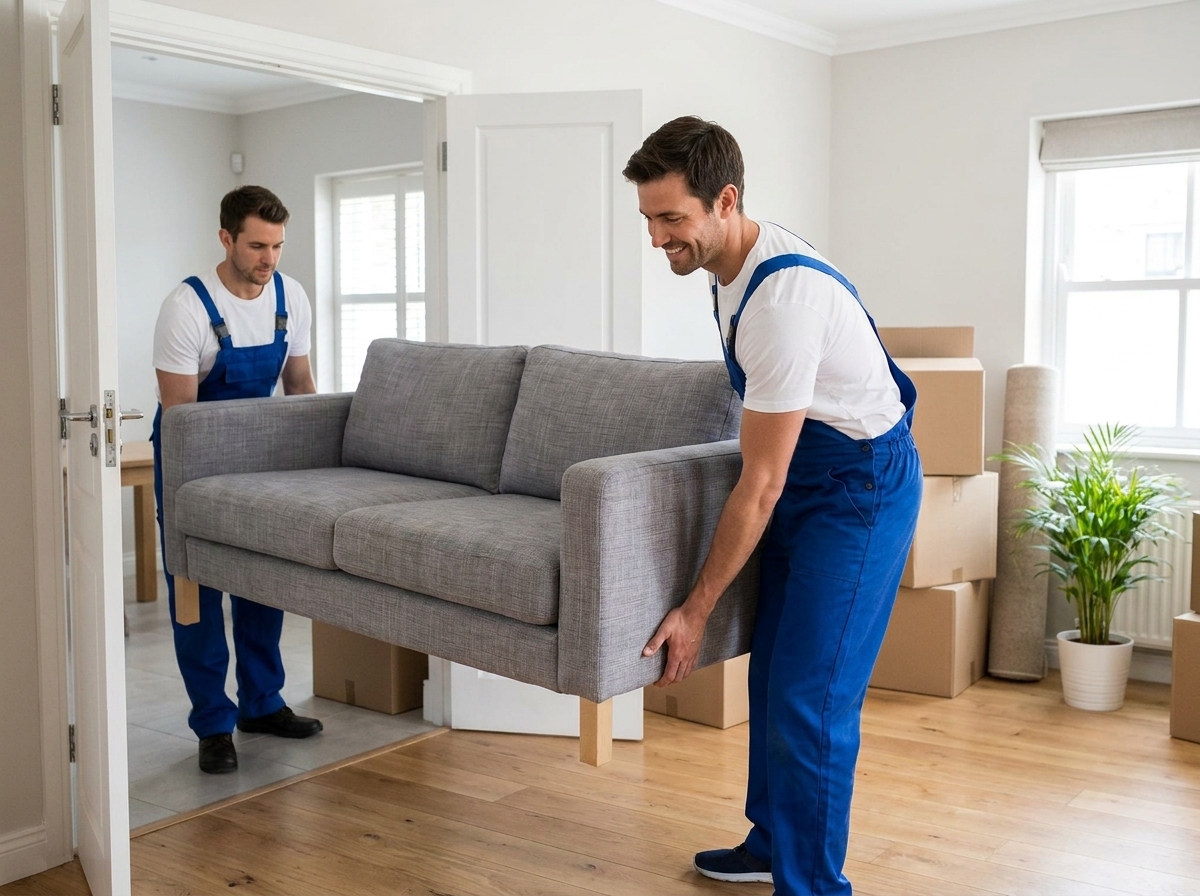 Solent Movers team moving furniture in Hythe