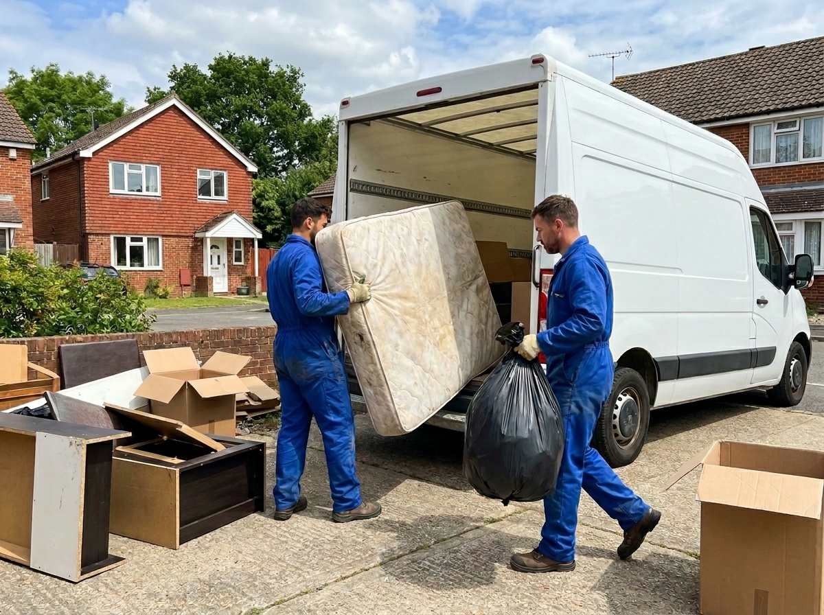 Rubbish removal team clearing waste in Hampshire